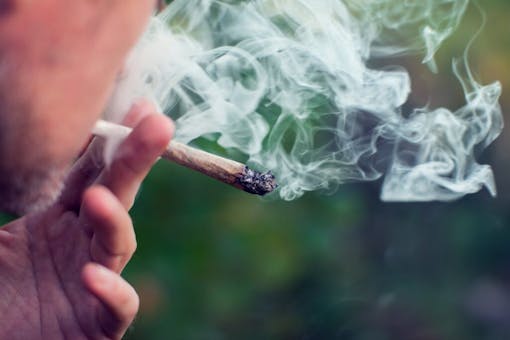 smoking a cannabis joint